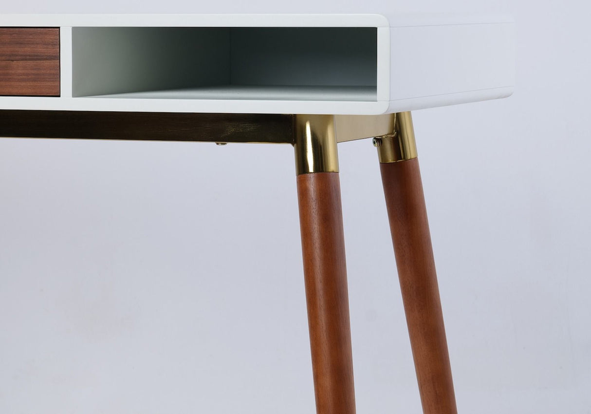 Flair Edelweiss Desk Walnut & White with Brass Accents (120x50)