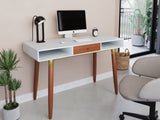 Flair Edelweiss Desk Walnut & White with Brass Accents (120x50)
