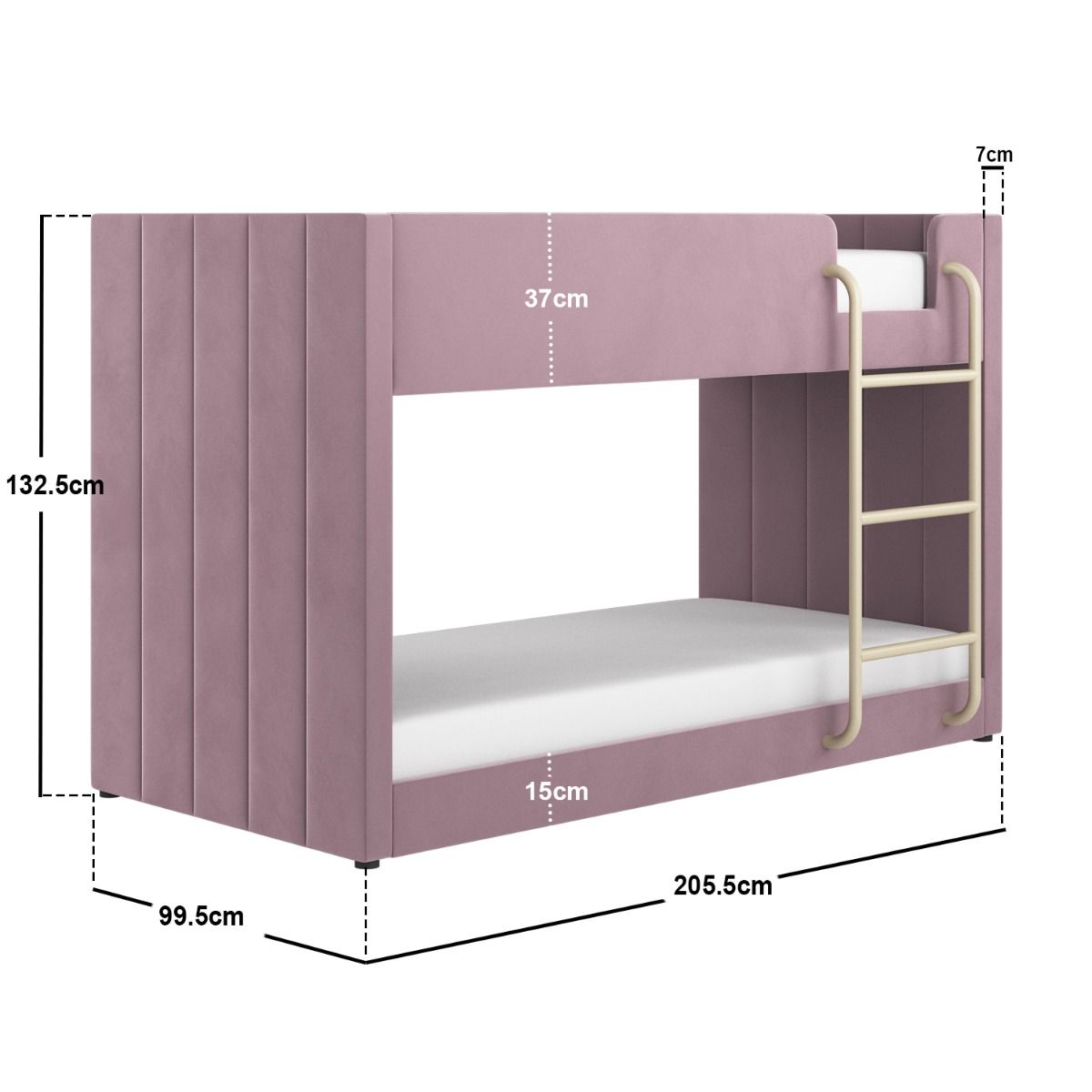 Flair Eden Bunk Bed Pink Velvet