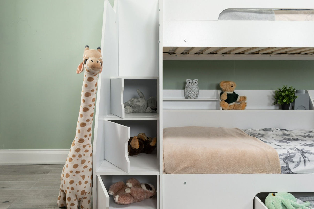 Flair Slick Staircase Bunk Bed with Storage White