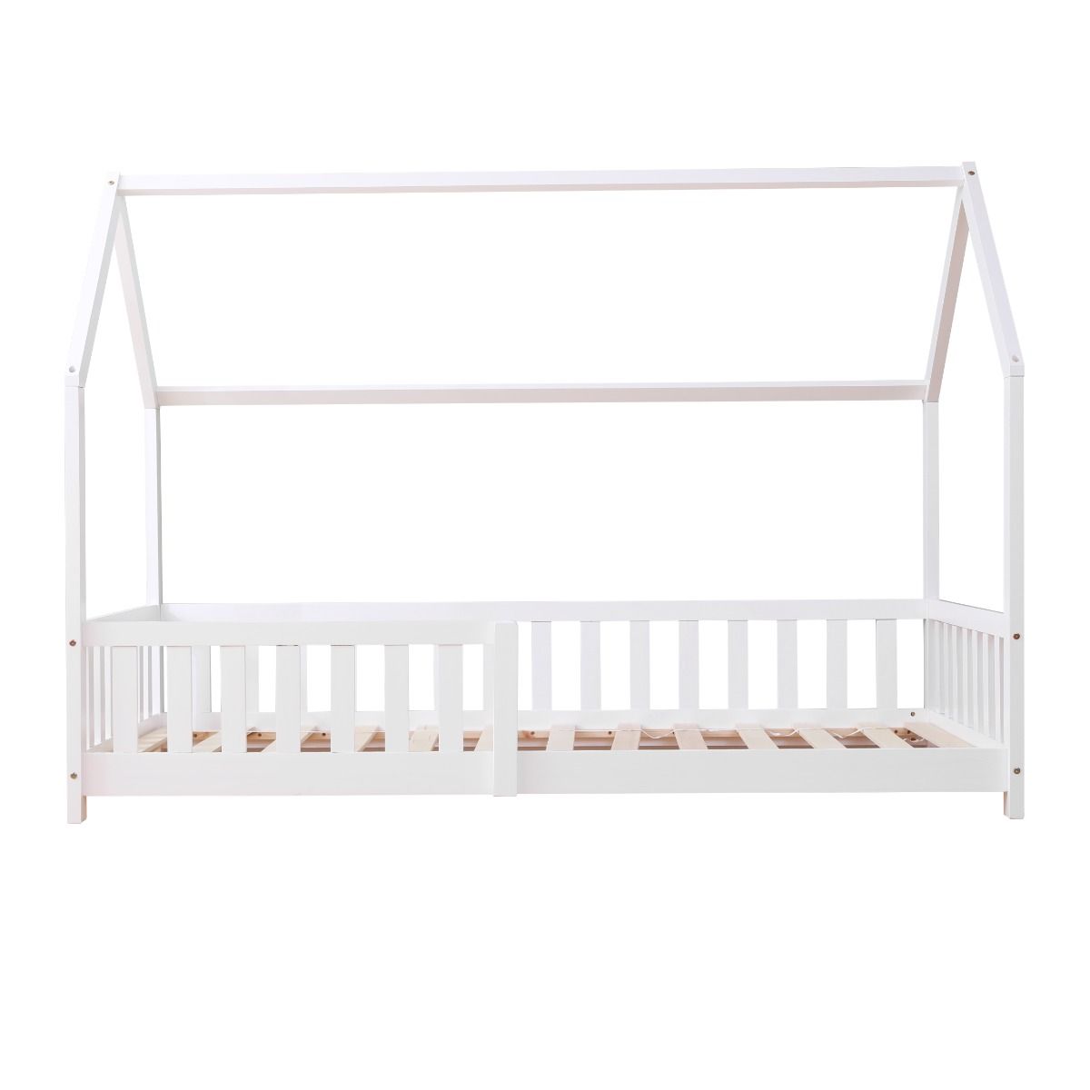 Flair Explorer Play House Floor Bed with Rails White Wooden