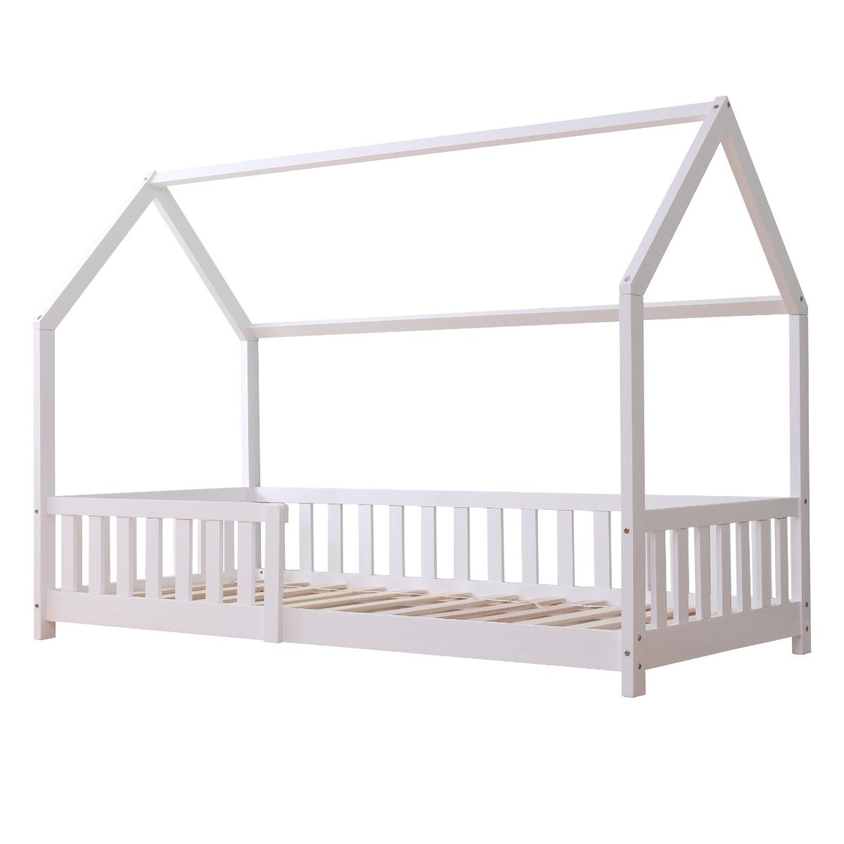 Flair Explorer Play House Floor Bed with Rails White Wooden