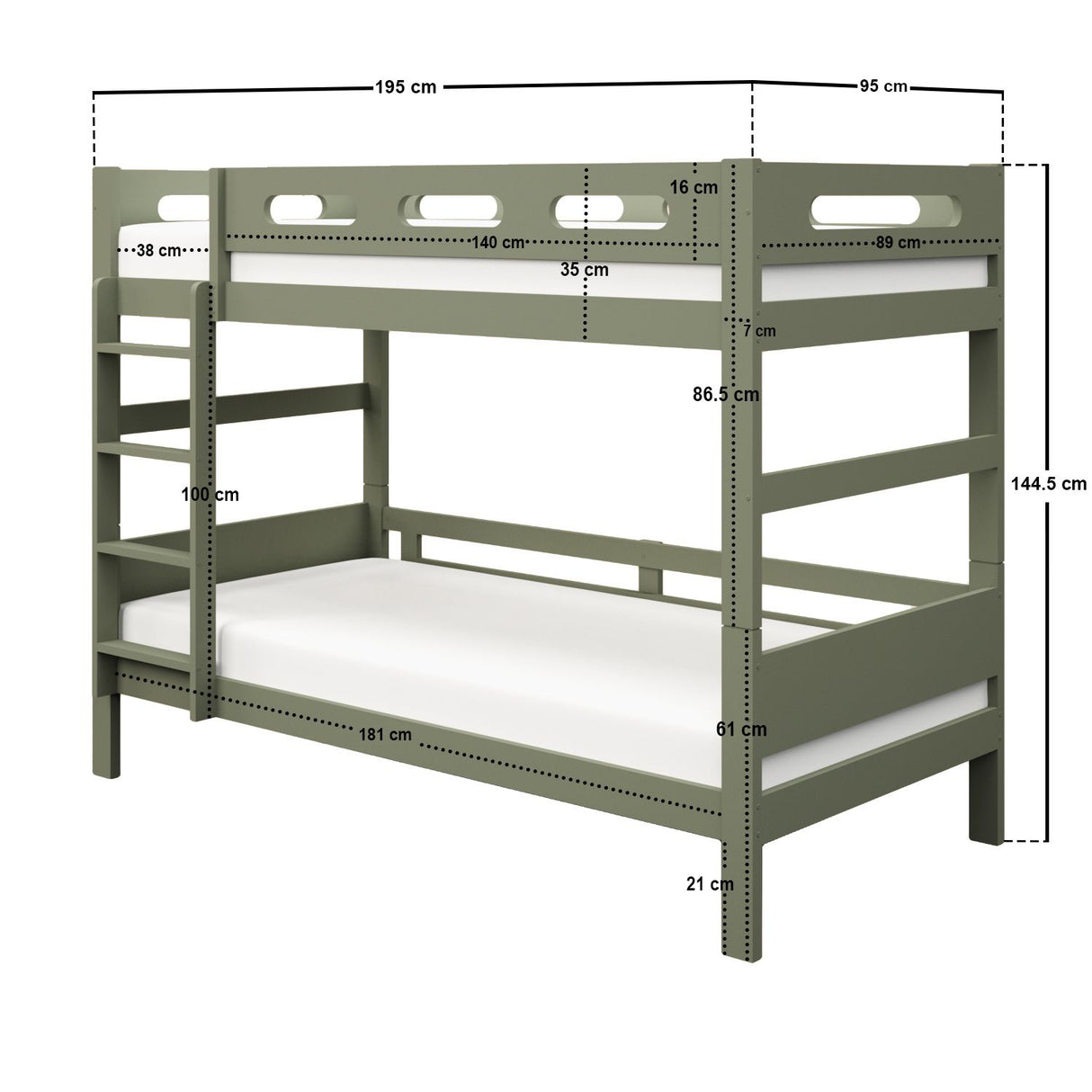 Flair Elijah Detachable Wooden Bunk Bed Green