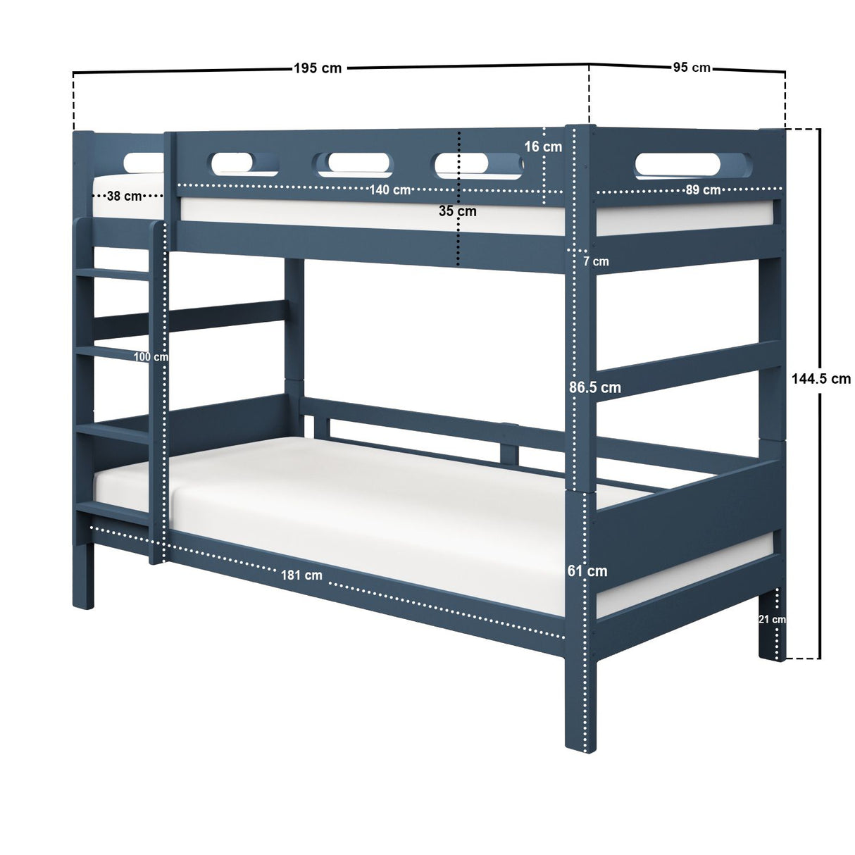 Flair Elijah Detachable Wooden Bunk Bed Blue