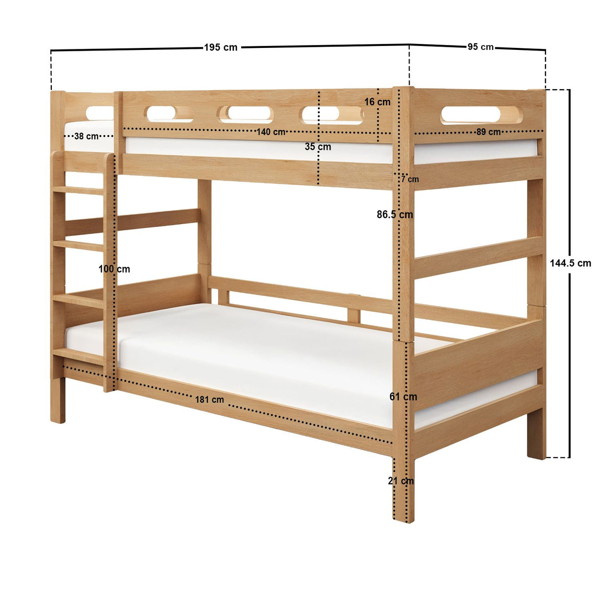 Flair Elijah Detachable Wooden Bunk Bed Natural