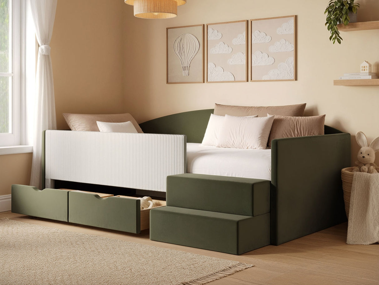 Flair Elisa Daybed Olive Green Velvet &amp; Beige Cord