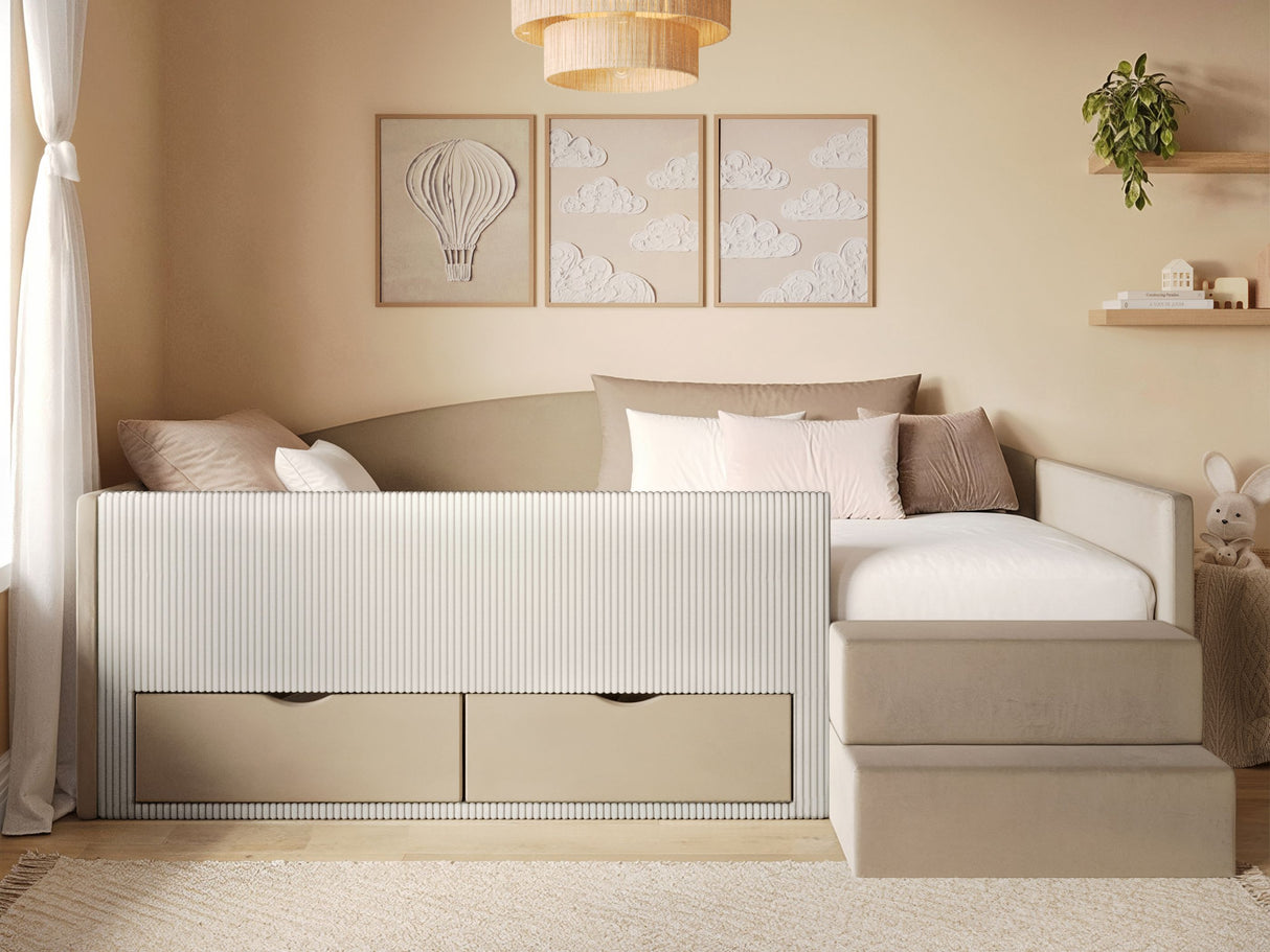 Flair Elisa Low Sleeper Bed Beige Velvet &amp; Beige Cord