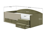 Flair Elisa Daybed Olive Green Velvet &amp; Beige Cord