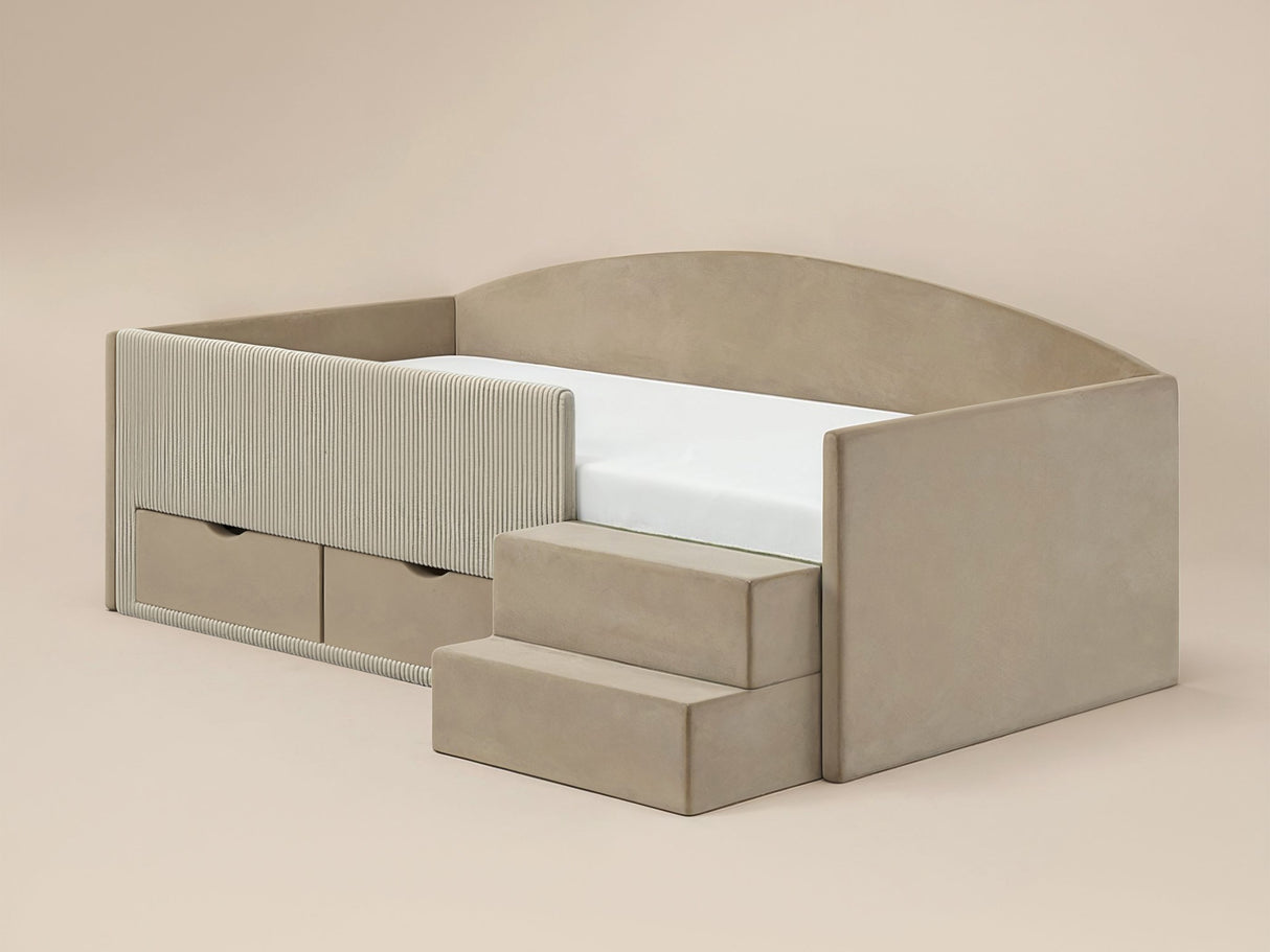 Flair Elisa Low Sleeper Bed Beige Velvet &amp; Beige Cord