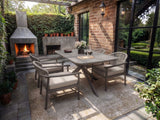 SOLACE+CO Eliza Outdoor Dining Table & Chairs Set Grey & Dark Brown Set of 4