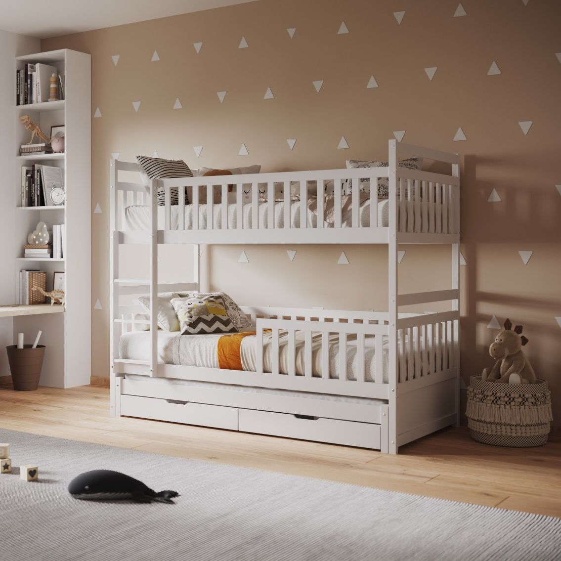 Flair Elvis Bunk Bed with Trundle & Drawers White