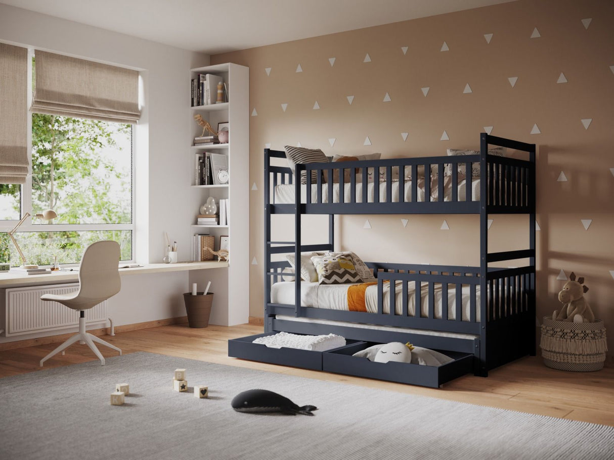 Flair Elvis Bunk Bed with Trundle & Drawers Grey