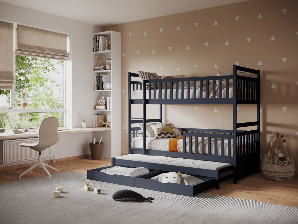 Flair Elvis Bunk Bed with Trundle & Drawers Grey