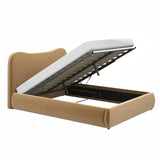 SOLACE+CO Ember Ottoman Bed Sand Velvet Kingsize