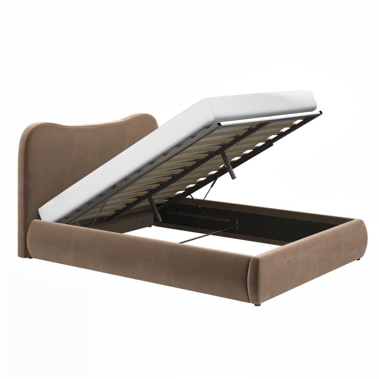 SOLACE+CO Ember Ottoman Bed Chocolate Velvet-Double