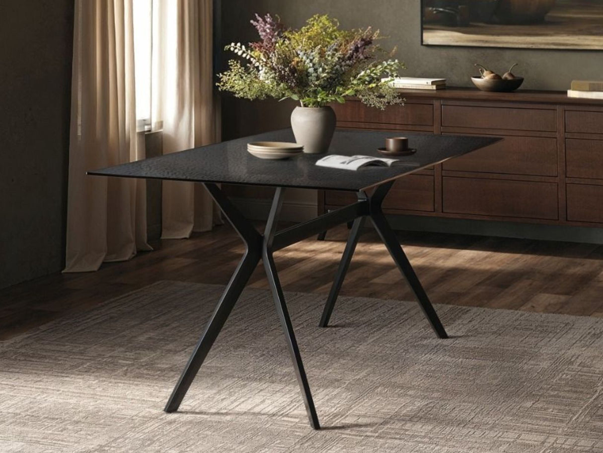 SOLACE+CO Emil Black Mottled Glass Rectangular Dining Table
