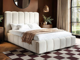 SOLACE+CO Emilie Ribbed Ottoman Kingsize Bed Cream Boucle