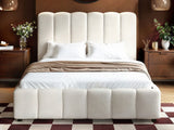 SOLACE+CO Emilie Ribbed Ottoman Double Bed Cream Boucle