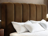SOLACE+CO Emilie Ribbed Ottoman Kingsize Bed Brown Velvet