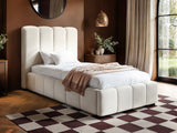SOLACE+CO Emilie Single Ribbed Ottoman Bed Cream Boucle