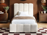 SOLACE+CO Emilie Single Ribbed Ottoman Bed Cream Boucle