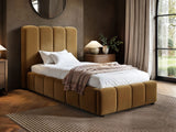 SOLACE+CO Emilie Single Ribbed Ottoman Bed Caramel Velvet