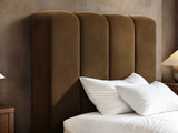 SOLACE+CO Emilie Single Ribbed Ottoman Bed Brown Velvet