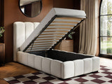 SOLACE+CO Emilie Single Ribbed Ottoman Bed Cream Boucle