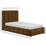 SOLACE+CO Emilie Single Ribbed Ottoman Bed Brown Velvet