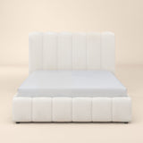 SOLACE+CO Emilie Ribbed Ottoman Double Bed Cream Boucle