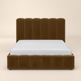 SOLACE+CO Emilie Ribbed Ottoman Kingsize Bed Brown Velvet