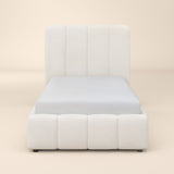 SOLACE+CO Emilie Single Ribbed Ottoman Bed Cream Boucle