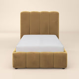 SOLACE+CO Emilie Single Ribbed Ottoman Bed Caramel Velvet