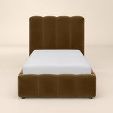 SOLACE+CO Emilie Single Ribbed Ottoman Bed Brown Velvet