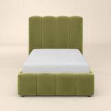 SOLACE+CO Emilie Single Ribbed Ottoman Bed Green Velvet