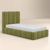 SOLACE+CO Emilie Single Ribbed Ottoman Bed Green Velvet