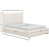 SOLACE+CO Emilie Ribbed Ottoman Kingsize Bed Cream Boucle