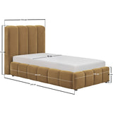 SOLACE+CO Emilie Single Ribbed Ottoman Bed Caramel Velvet