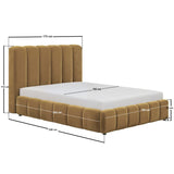 SOLACE+CO Emilie Ribbed Ottoman Kingsize Bed Caramel Velvet