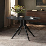 SOLACE+CO Emil Black Mottled Glass Round Dining Table