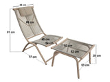SOLACE+CO Esen Garden Lounge Chair with Footstool Beige
