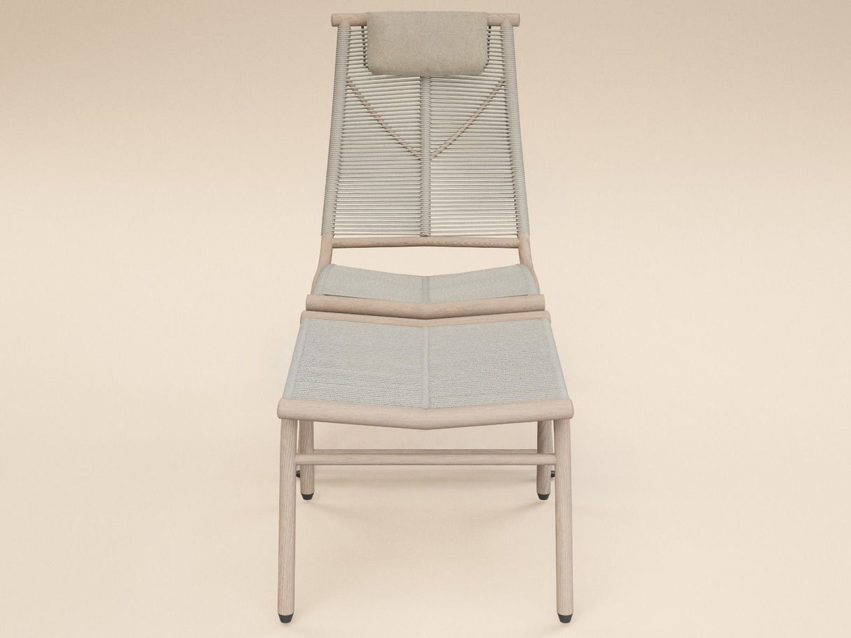 SOLACE+CO Esen Set of 2 Garden Lounge Chairs with Footstool Beige