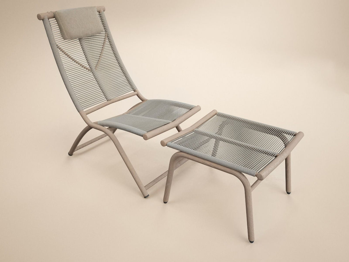 SOLACE+CO Esen Garden Lounge Chair with Footstool Beige