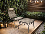 SOLACE+CO Esen Set of 2 Garden Lounge Chairs with Footstool Dark Brown
