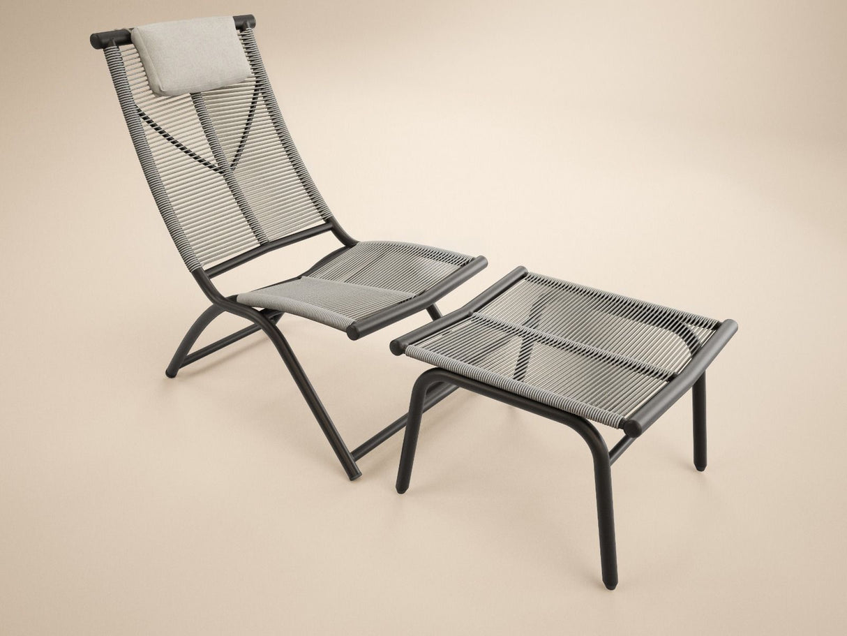 SOLACE+CO Esen Garden Lounge Chair with Footstool Dark Brown