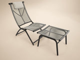 SOLACE+CO Esen Set of 2 Garden Lounge Chairs with Footstool Dark Brown