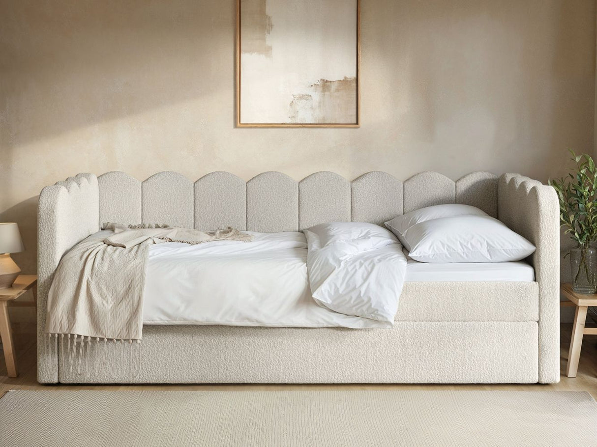 Flair Esme Cloud Day Bed with Trundle Beige Boucle