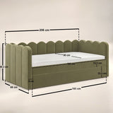 Flair Esme Cloud Day Bed with Trundle Khaki Green Velvet
