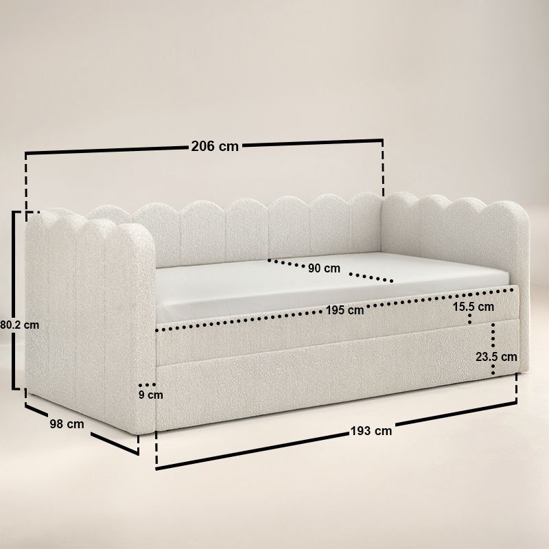 Flair Esme Cloud Day Bed with Trundle Beige Boucle