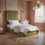 Flair Everley Single Ottoman Bed Green Velvet